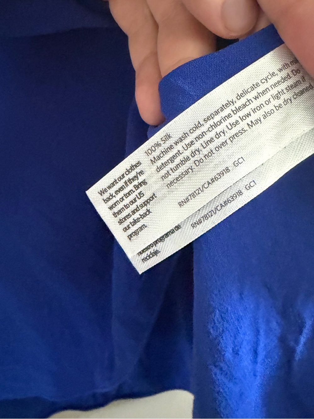 Eileen Fisher Royal Blue 100% Silk Tunic Top Women's XL Flowy - Picture 5 of 5